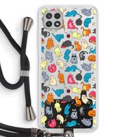 Kleurrijke katten: Samsung Galaxy A22 4G Transparant Hoesje met koord