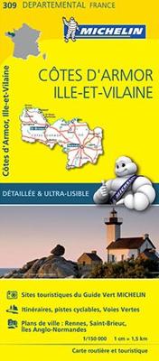 Wegenkaart - landkaart 309 Cotes d'Armor - Ille et Vilaine (Bretagne, Normandie) | Michelin