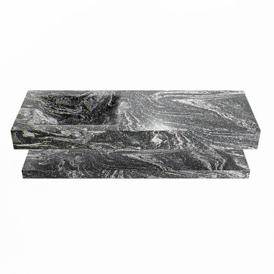 MONDIAZ ALAN-DLUX 130cm planchet Lava. Vrijhangende wastafel CLOUD links 1 kraangat, kleur Lava.