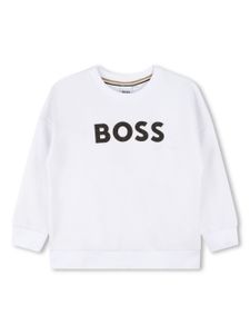 BOSS Kidswear contrasting logo print cotton sweatshirt - Blanc