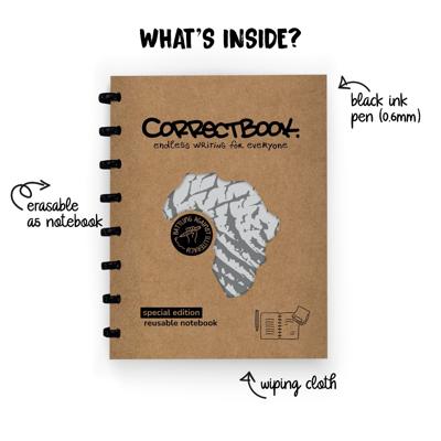 Correctbook Clever Elephant A5 Blanco - Uitwisbaar / Herschrijfbaar Notitieboek