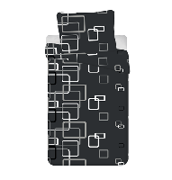 Blokken dekbedovertrek zwart- 140 x 200 cm - microflanel