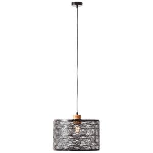 Brilliant HanglampSanty 39cm zwart met hout - 99416/76