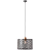 Brilliant HanglampSanty 39cm zwart met hout - 99416/76