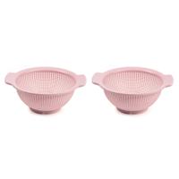 PlasticForte Vergiet - Set van 2x stuks - kunststof - zeep - D23 x H10 cm - roze