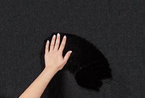Superzacht Laagpolig Vloerkleed met bontlook Zwart-140 x 200 cm