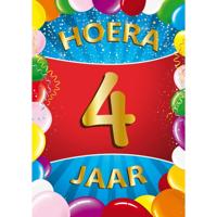 4 jaar verjaardag versiering poster - 59 x 84 cm - leeftijd feestartikelen