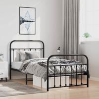 Bedframe met hoofd- en voeteneinde metaal zwart 100x190 cm