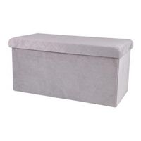 Hocker bank - poef XXL - opbergbox - lichtgrijs - polyester/mdf - 76 x 38 x 38 cm - opvouwbaar - thumbnail