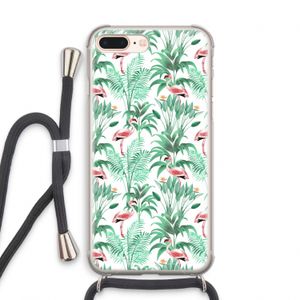 Flamingo bladeren: iPhone 8 Plus Transparant Hoesje met koord
