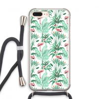 Flamingo bladeren: iPhone 8 Plus Transparant Hoesje met koord Flamingo bladeren: iPhone 8 Plus Transparant Hoesje met koord