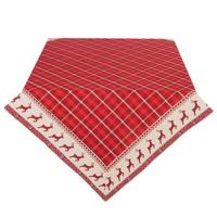 Clayre & Eef Vierkant Tafelkleed Kerst 100x100 cm Rood Beige Katoen