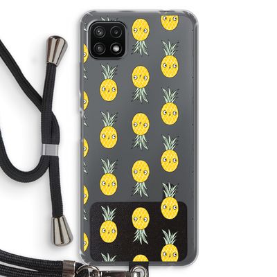 Ananas: Samsung Galaxy A22 5G Transparant Hoesje met koord