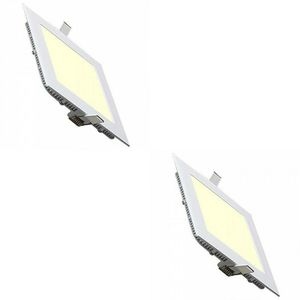 LED Downlight Slim 2 Pack - Inbouw Vierkant 6W - Warm Wit 2700K - Mat Wit Aluminium - 113.5mm