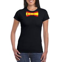 Zwart t-shirt met Spanje vlag strikje dames - thumbnail