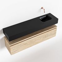 Toiletmeubel Mondiaz Andor | 120 cm | Meubelkleur Washed oak | Lex vrijhangend wastafel Urban Rechts | Zonder kraangat