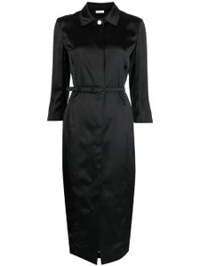 Thom Browne robe-chemise en satin à taille ceinturée - Noir