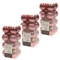 48x Oud roze kerstballen 4 cm kunststof mat/glans - thumbnail