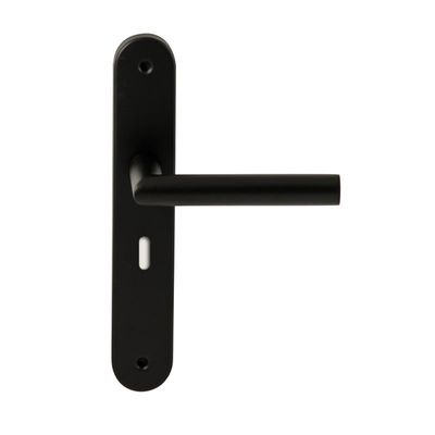 Hardbrass Deurkruk Toledo op ovaal langschild sleutelgat 56mm - zwart Hardbrass Deurkruk Toledo op ovaal langschild sleutelgat 56mm - zwart