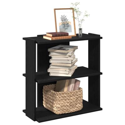 Boekenkast 3-laags 60x30x80 cm bewerkt hout zwart
