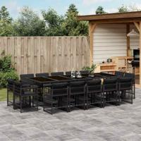 15-delige Tuinset met kussens poly rattan zwart