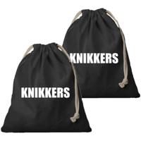 Knikkerzak - 2x - zwart - bedrukt - voor jongens en meisjes - katoen - Opbergzakje knikkers
