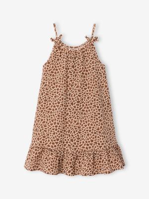 Jurk voor meisjes, dunne bretels, jersey beige Jurk voor meisjes, dunne bretels, jersey beige