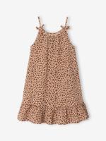 Jurk voor meisjes, dunne bretels, jersey beige