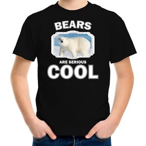 Dieren grote ijsbeer t-shirt zwart kinderen - bears are cool shirt jongens en meisjes