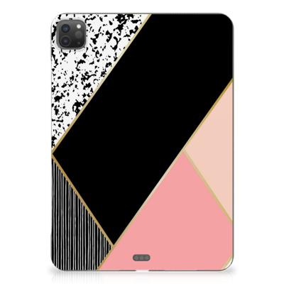 iPad Pro 11 (2024) Back Cover Zwart Roze Vormen