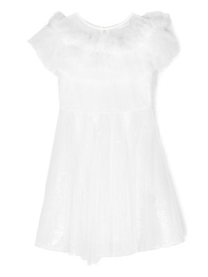 Monnalisa robe à volants en tulle - Blanc