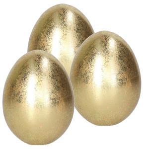 Decoratie Ei - Goud kleurig - 3x - keramiek - 6 x 8 cm - Paasdecoratie - paaseieren - Gouden eieren