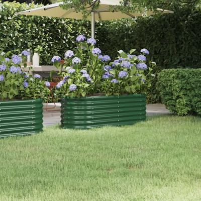 VidaXL Plantenbak 114x40x36 cm gepoedercoat staal groen