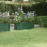 VidaXL Plantenbak 114x40x36 cm gepoedercoat staal groen