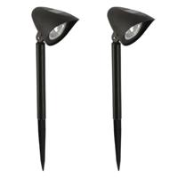 Gerimport - Solar tuinlamp - 2x - zwart - LED - oplaadbaar - H37cm