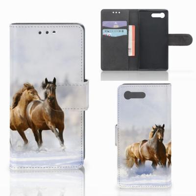 Sony Xperia X Compact | Telefoonhoesje | Met pasjeshouder | Paarden