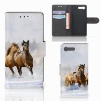 Sony Xperia X Compact | Telefoonhoesje | Met pasjeshouder | Paarden
