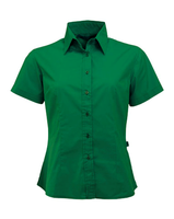 Groene damesblouse met korte mouwen - thumbnail