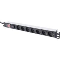 Digitus DN-95407 19 inch Stekkerdoos voor patchkast 1 HE Geaarde contactdoos Zwart