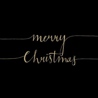Ambiente Kerstservetten - 60x - Merry Christmas - zwart - 33 x 33 cm - 3 laags