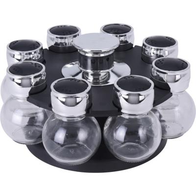 Kruidenrek met 8 strooipotjes - kunststof - glas - D6 x H8 cm