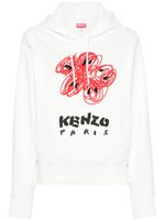 Kenzo hoodie brodé Drawn Flowers - Blanc - thumbnail