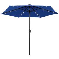 VidaXL Parasol met led-verlichting en aluminium paal 270 cm azuurblauw