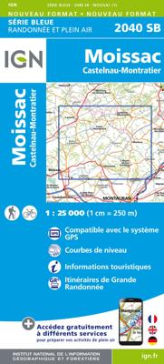 Wandelkaart - Topografische kaart 2040 SB - Serie Bleue Moissac | IGN - Institut Géographique National