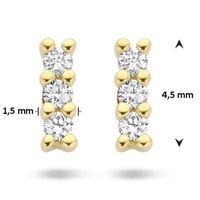 Oorknoppen geelgoud-diamant 2 x 0,025 ct Hp1 goudkleurig-wit 4,5 x 1,5 mm
