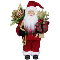 Kerstman pop Martijn - H30 cm - rood - staand - kerst beeld -decoratie figuur