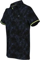 Blue Industry Heren Polo Navy Palm Print Pique Weving Slim Fit - thumbnail