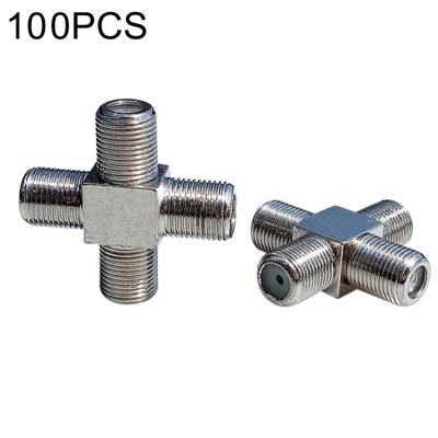 100 stuks 1 F female naar 3 F Female Jack 4 manier F splitter TV coax adapter connector