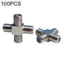 100 stuks 1 F female naar 3 F Female Jack 4 manier F splitter TV coax adapter connector