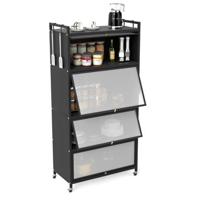 Keukentrolley Met 5 Niveaus En Wieltjes Vrijstaande Hoge Kast Staande Rekken 80,5 x 40 x 162 cm